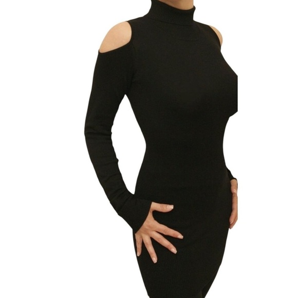 Laundry by Design Knit Cold Shoulder stretch Dress BLACK sz XS EUC - Picture 3 of 6
